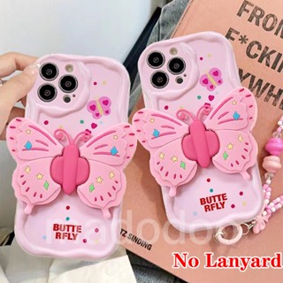 Pink Butterfly Casing for iPhone 15 14 Pro Max 13 12 11 ProMax X XS XR 7 8 6 6S Plus SE 2020 Cute Cartoon TPU Fine Hole Anti-fall Soft Phone Case + Stand 1NY 51