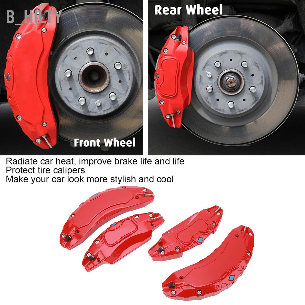B_HILTY 4PCS รถ Caliper อลูมิเนียมเบรค GUARD สำหรับ Tesla รุ่น 3 18in ...