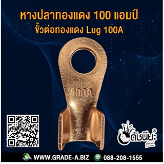 1อัน หางปลาทองแดงแท้ 100แอมป์ พานา , Lug 100A-Φ8 - 16 (copper ) δ=1.55mm,หางปลา 100A Pana ใช้เชื่อมสายไฟกับแบตเตอรี่ ...