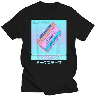 เสื้อยืด พิมพ์ลายเทป Mix Tape 80S Otaku Aesthetic Vaporwave Art สไตล์ญี่ปุ่น สําหรับผู้ชาย ไซซ์ S - 3Xl