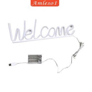 [Amleso1] ป้ายไฟนีออน LED ลาย Welcome ของขวัญวันเกิด สําหรับตกแต่งห้องนอน ผับ โรงแรม