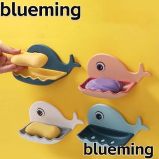 Blueming2 กล่องใส่สบู่ ลายการ์ตูนปลาวาฬน่ารัก ถอดออกได้ อุปกรณ์เสริม 2 ชิ้น ชั้นวางของพลาสติก แบบติดผนังห้องน้ํา ห้องครัว