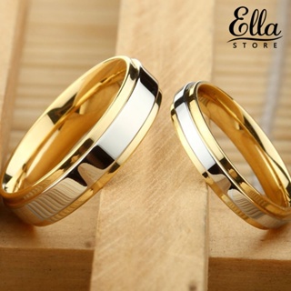 Ellastore123 แหวนหมั้น เหล็กไทเทเนียม เครื่องประดับแฟชั่นคู่รัก งานแต่งงาน