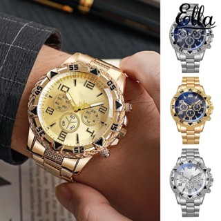 Ellastore123 นาฬิกาข้อมือควอตซ์แฟชั่น สายโลหะ อัลลอย หรูหรา สไตล์มินิมอล 3 มือ ของขวัญวันเกิด สําหรับผู้ชาย