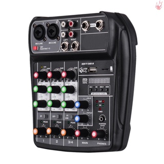 Y-ai-4 เครื่องมิกเซอร์เสียงดิจิทัล คอนโซล 4 ช่อง อินพุต USB BT MP3 และพาวเวอร์ 48V สําหรับบันทึกเสียงเพลง DJ ไลฟ์สด คาราโอเกะ