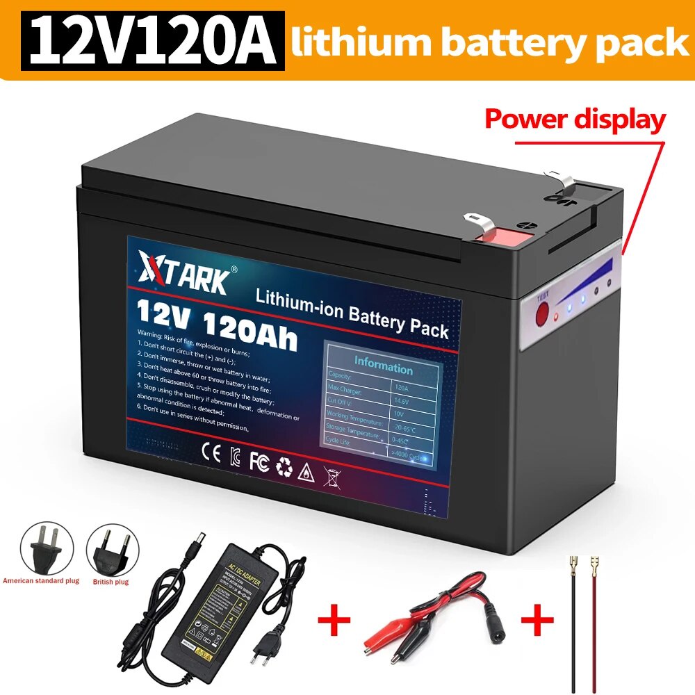 New 12V 120ah Lithium Ion Rechargeable Battery Charger Deep Cycle