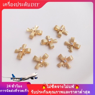 💖เครื่องประดับ DIY💖การเก็บรักษาสี 14K ต่างหูทองคำ, โบว์สามมิติ, อุปกรณ์แขวนคู่ DIY ต่างหูเครื่องประดับสร้อยข้อมือต่างหูจี้อุปกรณ์เสริม【ต่างหู/เครื่องประดับต่างหู】