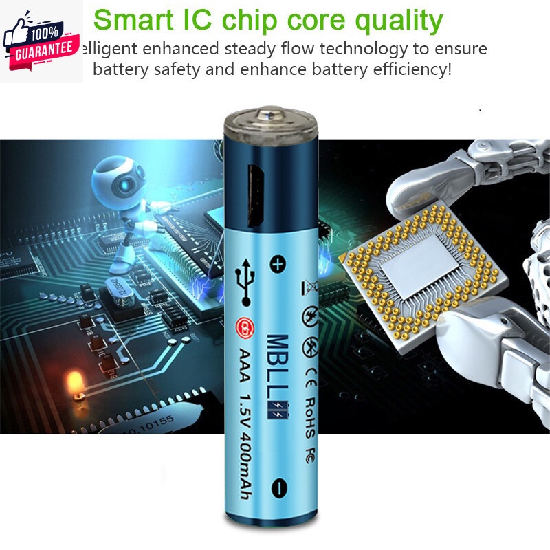 แท้ MBLL AAA USB Rechargeable Battery ถ่านชาร์จ USB AAA ความจุ400แอมป์ ...