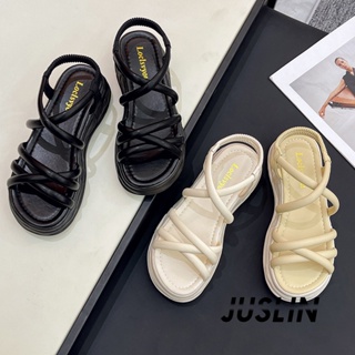 JUSLIN   รองเท้าแตะผู้หญิง ส้นแบน ใส่สบาย สไตล์เกาหลี รองเท้าแฟชั่น 2023 ใหม่  fashion คุณภาพสูง Trendy ทันสมัย B98G0IV 37Z230910
