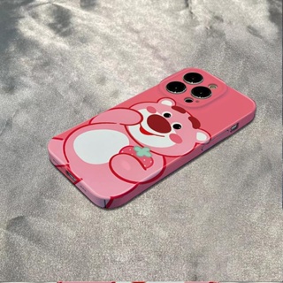 เคสโทรศัพท์มือถือ ลายหมีสตรอเบอร์รี่หน้ายิ้ม สําหรับ Apple Iphone 15 14 13pro 12 11xsmax xr 7 8p 5KNY