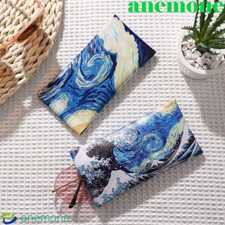 Anemone กระเป๋าเก็บเครื่องสําอาง ลิปสติก แว่นกันแดด หนัง PU แบบนิ่ม พิมพ์ลายภาพวาดสีน้ํามัน ขนาดเล็ก ปิดในตัว สําหรับเด็กผู้หญิง