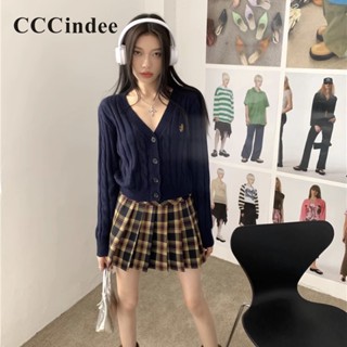 Cccindee ใหม่ เสื้อกันหนาวลําลอง แขนยาว คอวี ทรงหลวม แต่งกระดุม สีพื้น เข้ากับทุกการแต่งกาย แฟชั่นสําหรับสตรี 2023