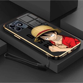 เคสโทรศัพท์มือถือ ซิลิโคนนิ่ม ป้องกันกล้อง ลายการ์ตูนลูฟี่ OnePiece หรูหรา พร้อมสายคล้อง สําหรับ Realme C53