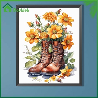 【Doub X ✮】ภาพวาดปักเพชร ทรงกลม ลายรองเท้าบูทดอกไม้ 5D ขนาด 40X50 ซม. DIY สําหรับตกแต่งบ้าน ✮