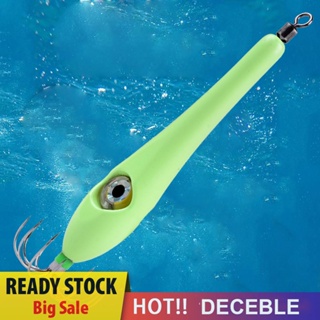 [Deceble.th] เหยื่อตกปลาจําลอง รูปตาปลาหมึก 3D มีไฟ LED อุปกรณ์เสริม สําหรับตกปลา