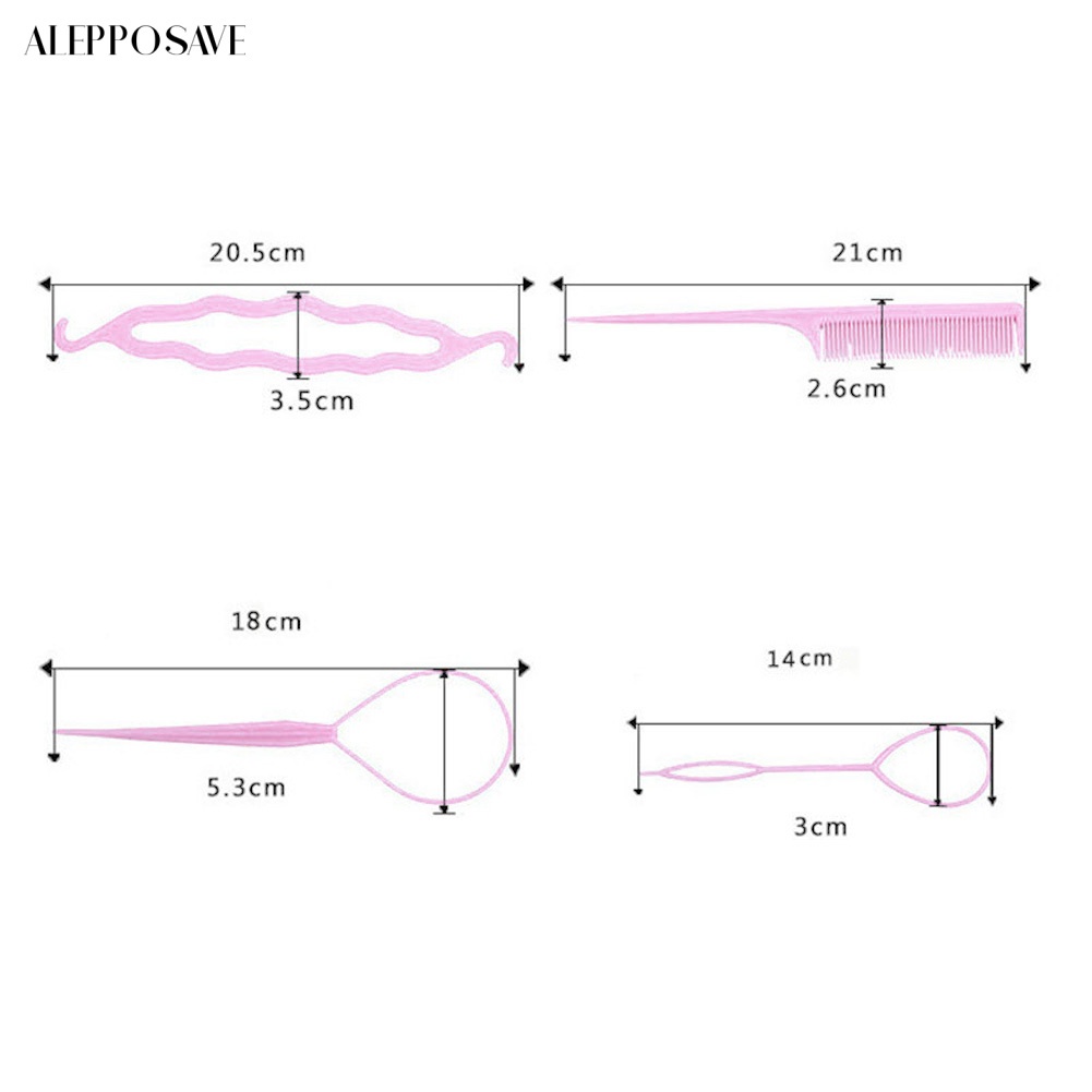 4-ชิ้น-เซต-ผู้หญิง-เครื่องมือจัดแต่งทรงผม-คลิปบิด-เครื่องทําซาลาเปา-อุปกรณ์หางม้า