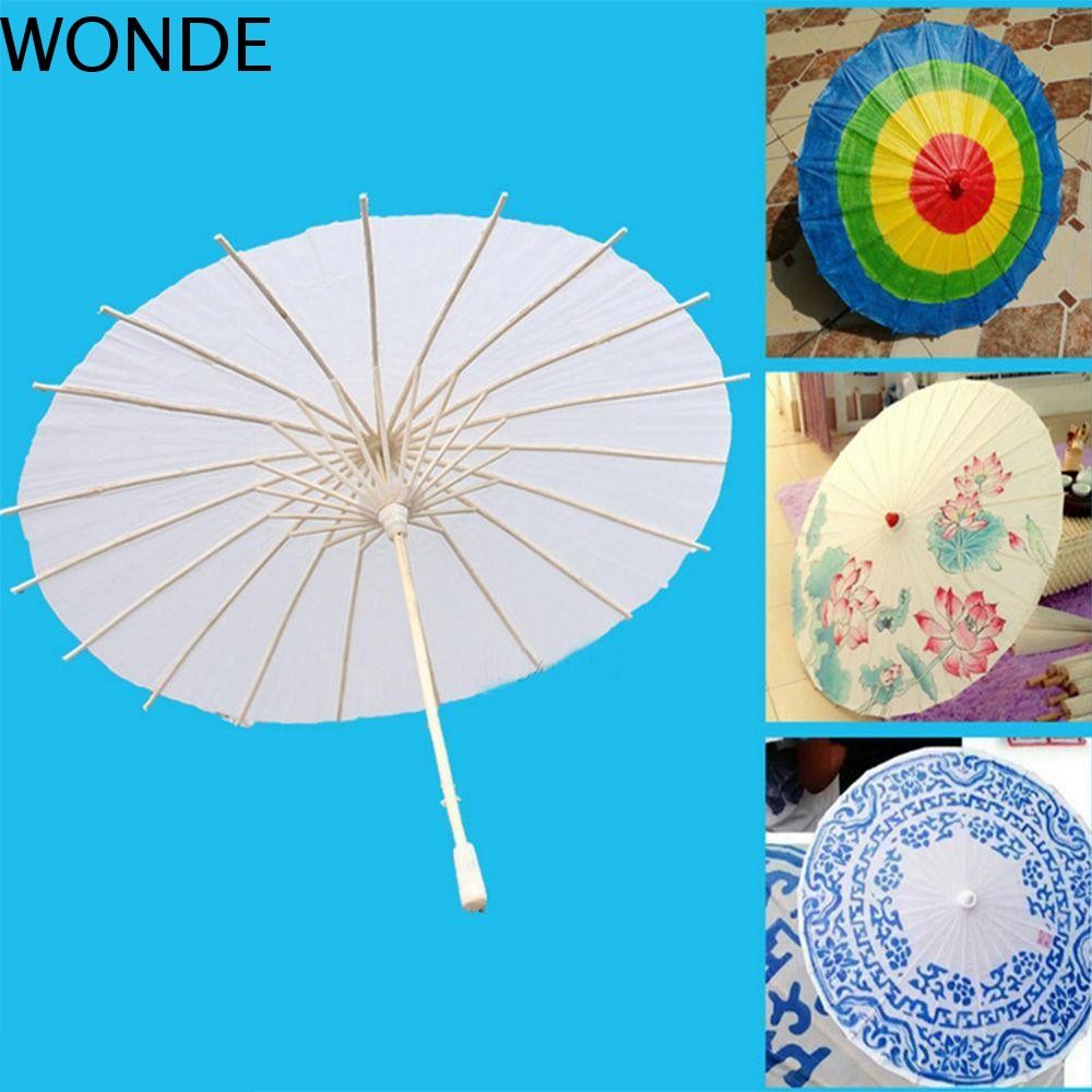 Wonde DIY กระดาษร่ม Tradition สไตล์ 40 ซม.ด้านบนภาพวาดเปล่าตกแต่งสีขาว ...