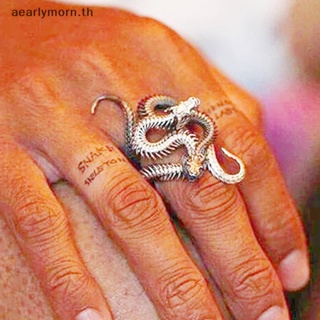 Aa แหวนกระดูกงู รูปงู งู สไตล์เรโทร