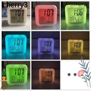 Cherry3 นาฬิกาปลุก LED เปลี่ยนสีได้ 7 สี สําหรับข้างเตียงเด็ก