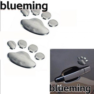 Blueming2 สติกเกอร์รอยเท้าสัตว์ ตราสัญลักษณ์ สีเงิน สําหรับติดตกแต่งรถยนต์