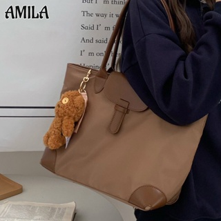 Amila กระเป๋าสะพายไหล่ ผ้าไนล่อน ความจุขนาดใหญ่ สําหรับผู้หญิง นักเรียน