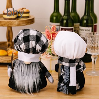 Bhy021 ตุ๊กตาเชฟ ไร้หน้า ลายสก๊อต สีขาวดํา สําหรับตกแต่งบ้าน ปาร์ตี้