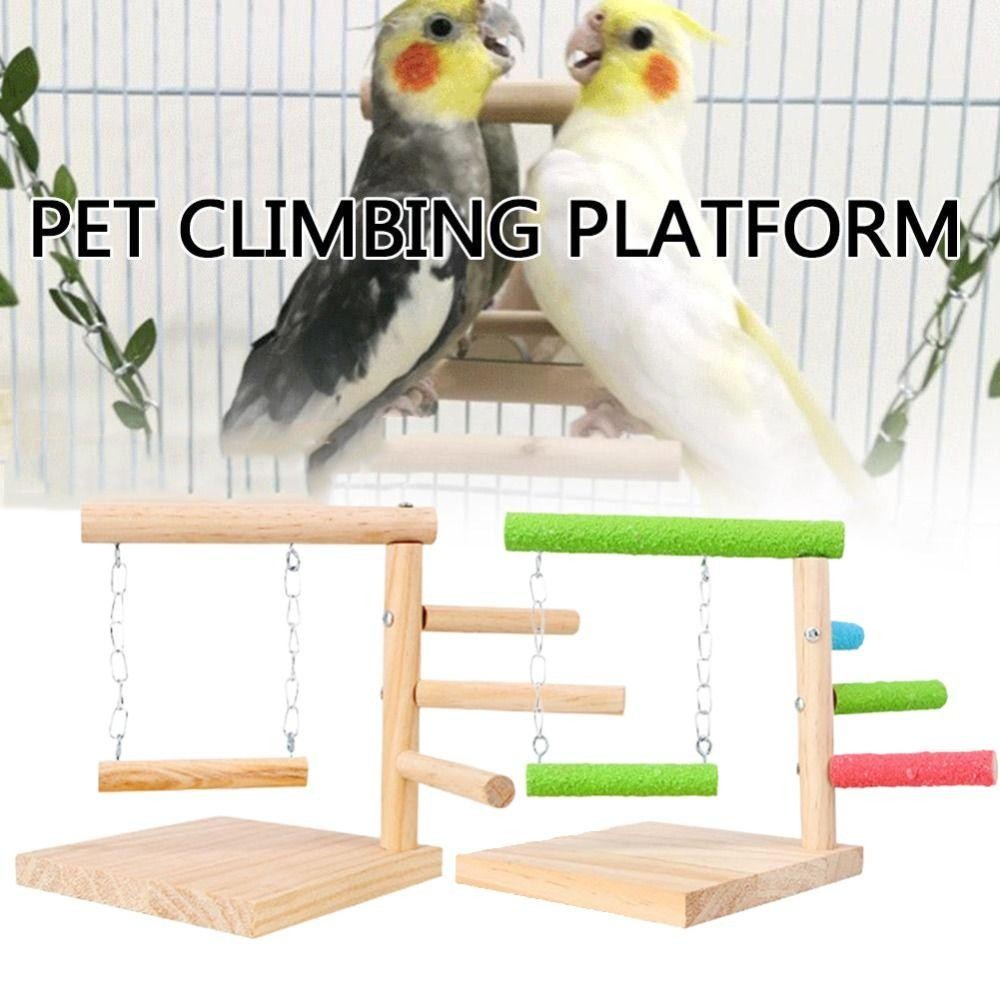 MIQUS ขาตั้งการฝึกอบรมตารางนก,พร้อมสวิงไม้ไม้ Parrot Play Rack, ทนทาน ...