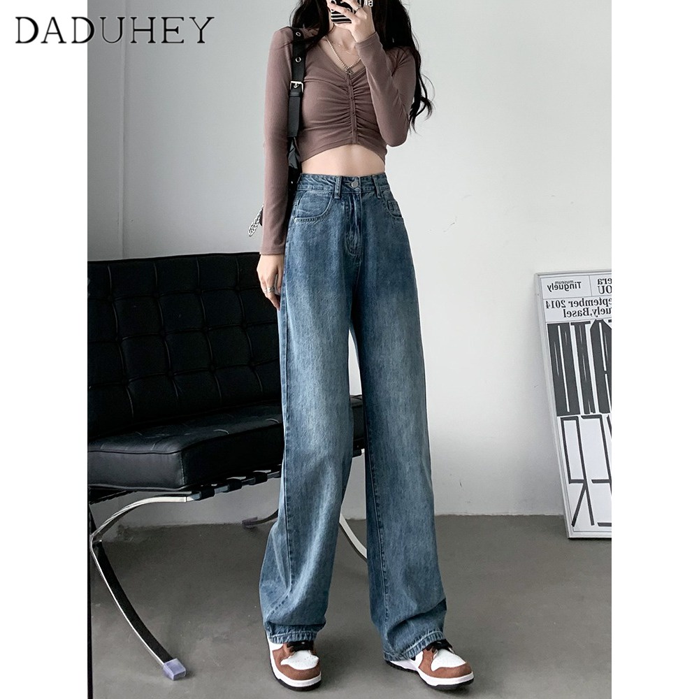 daduhey-womens-korean-style-high-waist-jeans-straight-new-washed-fashion-wide-leg-loose-mop-dropping-pants