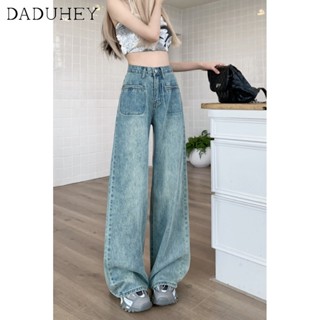 DaDuHey🎈 Womens Korean Style New Jeans Straight Loose Slimming High Waist Fashion Casual Straight-Leg Wide Leg Pants