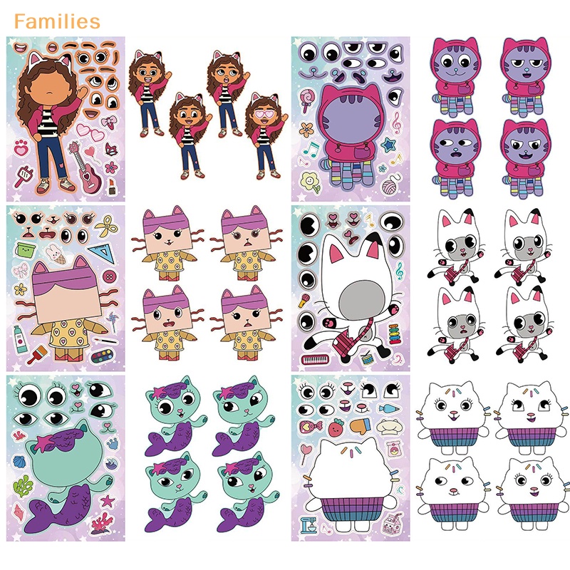 families-gt-สติกเกอร์ปริศนา-ลายการ์ตูน-gabbys-dollhouse-make-a-face-diy-เพื่อการเรียนรู้-สําหรับครอบครัว-ผู้ปกครอง-และเด็ก-6-แผ่น