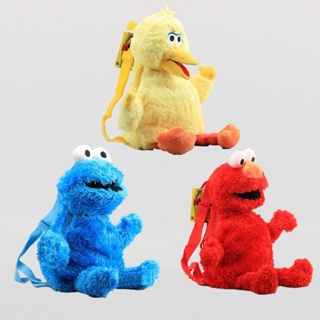 [TATA] Sesame Street Sesame Street ELOM Elmo กระเป๋าเป้สะพายหลัง ผ้ากํามะหยี่ขนนิ่ม ของเล่นสําหรับเด็ก