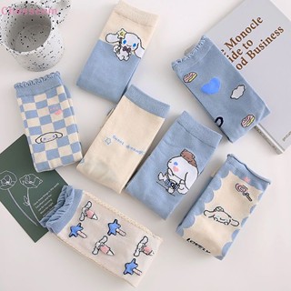 ถุงเท้า ผ้าฝ้ายแท้ ป้องกันเหงื่อ พิมพ์ลายการ์ตูน Cinnamoroll ให้ความอบอุ่น เหมาะกับของขวัญ สําหรับนักเรียนหญิง