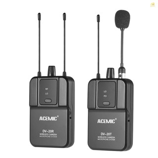 Banana_pie ACEMIC DV-20 UHF ไมโครโฟนไร้สาย ระยะ 50 เมตร พร้อมตัวส่ง และตัวรับสัญญาณ สําหรับกล้อง DSLR สัมภาษณ์ บันทึกเสียง