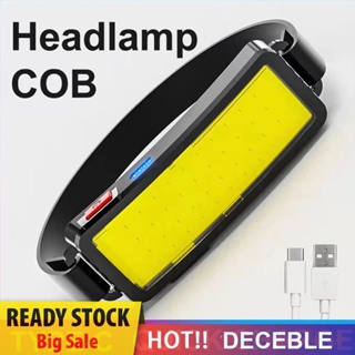 [Deceble.th] ไฟฉายสวมศีรษะ LED COB แบบพกพา ชาร์จ USB พร้อมแบตเตอรี่ในตัว