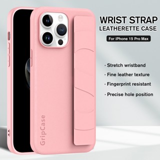 ​เคสโทรศัพท์มือถือหนัง พร้อมสายคล้องมือ สีแคนดี้ สําหรับ iPhone 15 2023 15 Plus 15Pro 15Pro 15 Pro Max