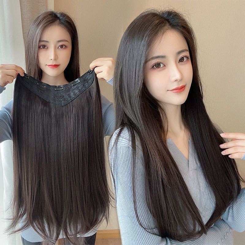 female-microroll-invisible-korean-inner-buckle-one-piece-u-shaped-receiving-piece-long-straight-hair-increment-simulation-hair-traceless-patch