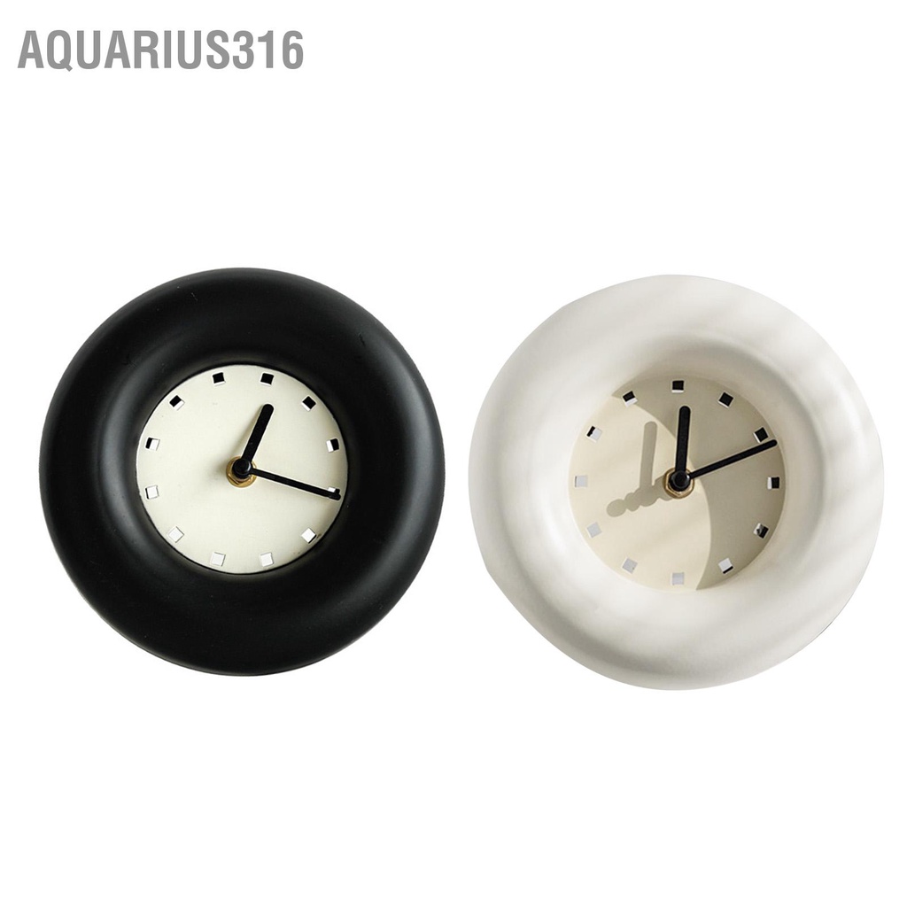 aquarius316-โต๊ะนาฬิกาเหล็กรอบโมเดิร์นตกแต่งเงียบแบตเตอรี่ดำเนินการตารางนาฬิกาสำหรับห้องนอนห้องนั่งเล่นหอพักสำนักงาน