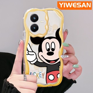 เคสโทรศัพท์มือถือ ซิลิโคนใส กันกระแทก ลายการ์ตูนมิกกี้เมาส์น่ารัก สีครีม สําหรับ VIVO Y22 Y22s