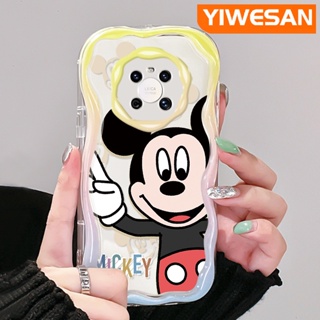 เคสโทรศัพท์มือถือ ซิลิโคนใส กันกระแทก ลายการ์ตูนมิกกี้เมาส์น่ารัก สีครีม สําหรับ Huawei Mate 30 Pro Mate 40 Pro P30 Pro P40