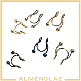 [Almencla2] จิวจมูก สเตนเลส รูปตัว U หลากสี สําหรับผู้ชาย ผู้หญิง 6 ชิ้น