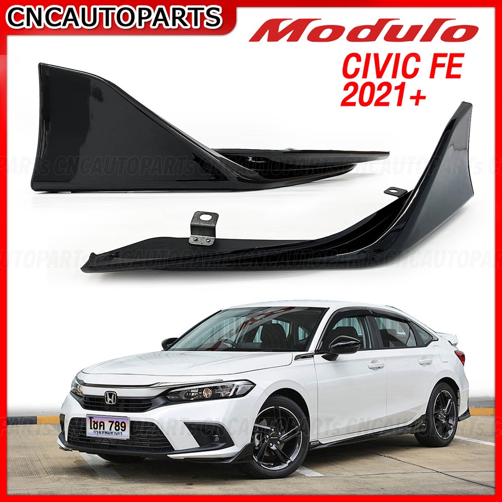 ชุดแต่ง-honda-civic-fe-ทรง-modulo-ปี-2021-2022-2023-ลิ้นหน้า-สเกิร์ต-สีดำเงา-ตูดเป๋ด-สปอยเลอร์-ซีวิค