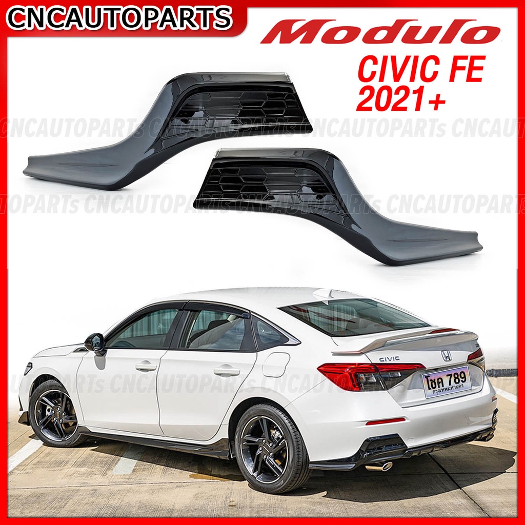 ชุดแต่ง-honda-civic-fe-ทรง-modulo-ปี-2021-2022-2023-ลิ้นหน้า-สเกิร์ต-สีดำเงา-ตูดเป๋ด-สปอยเลอร์-ซีวิค