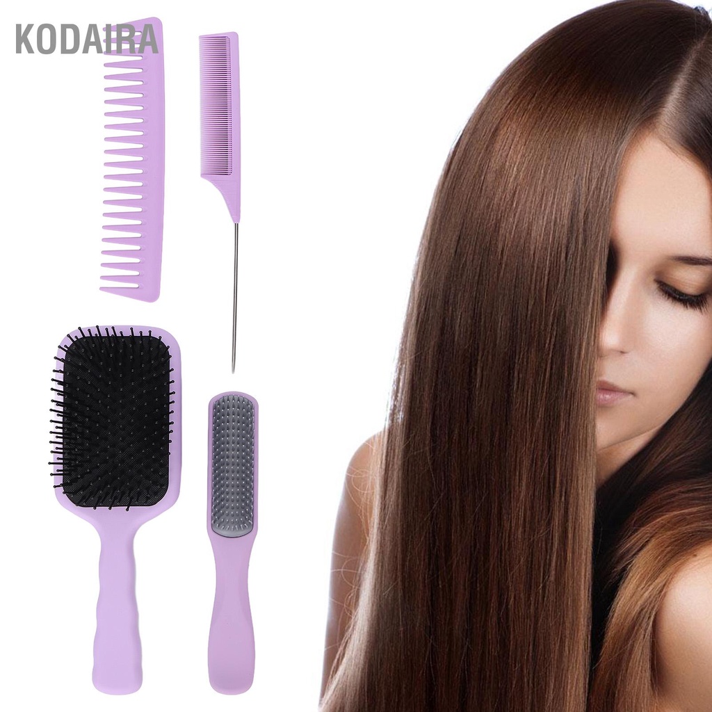 kodaira-4-ชิ้นผมแปรงหวีชุดหางหวีง่าย-detangling-ผมแปรงผมจัดแต่งทรงผมเครื่องมือสำหรับครัวเรือน