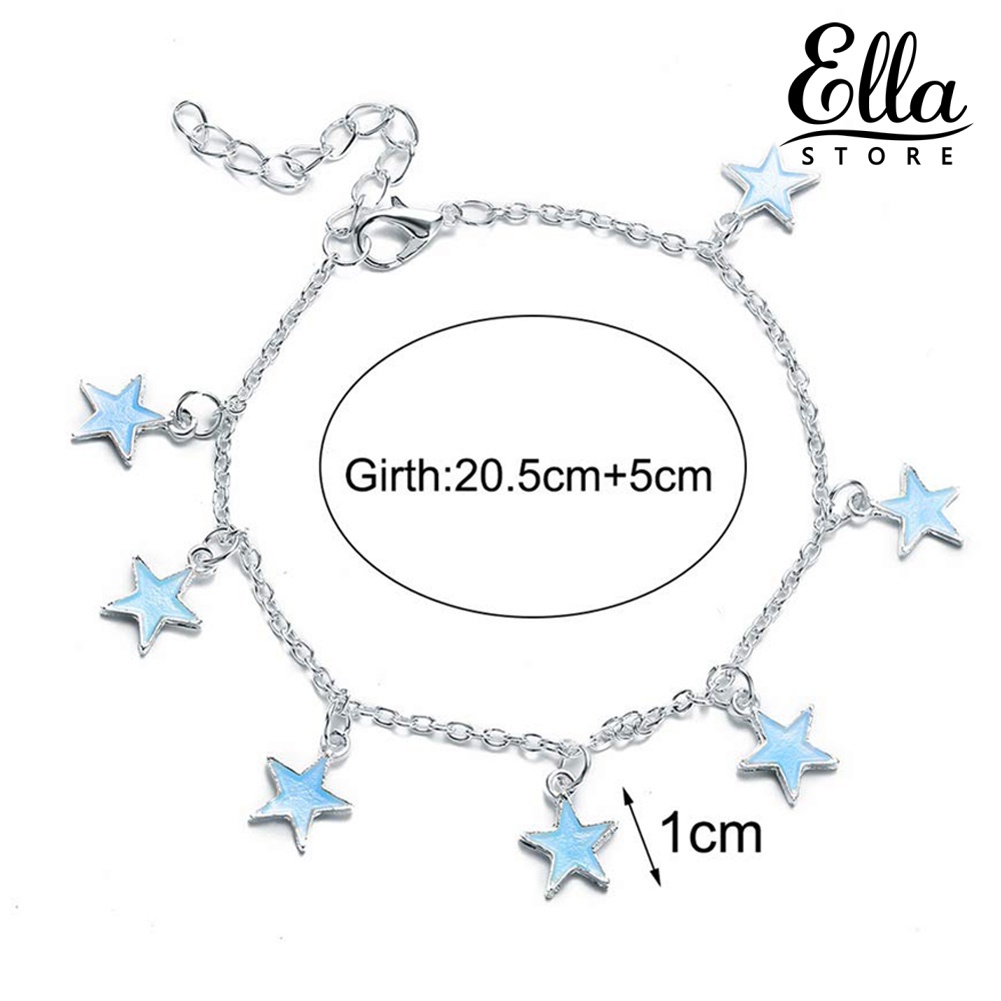 ellastore123-สร้อยข้อเท้า-จี้รูปดาว-เรืองแสง-สีฟ้า-เครื่องประดับ-สําหรับผู้หญิง
