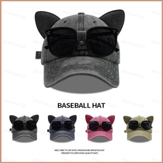 23 หมวกเบสบอล หูแมวน่ารัก พร้อมแว่นกันแดด 2 ชิ้น