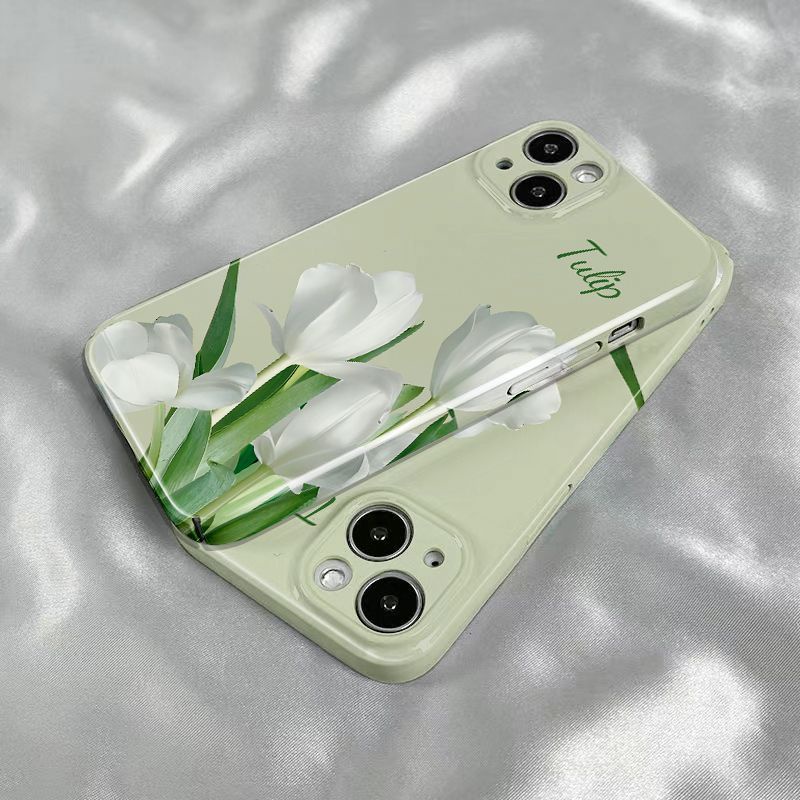 ใหม่-เคสโทรศัพท์มือถือ-ฟิล์มลายดอกไม้-สีขาว-สําหรับ-apple-iphone-15-14-13pro-12-11xsmax-xr-7-8p-uj7c