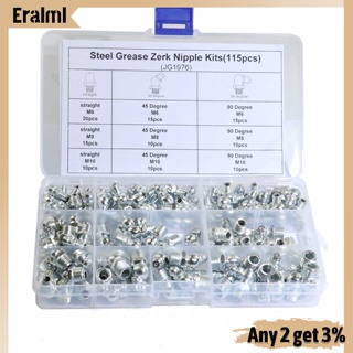 Eralml ชุดอุปกรณ์หัวนมจาระบีโลหะ ทองเหลือง M6 M8 M10 115 ชิ้น