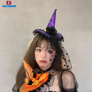 หมวกแม่มดฮาโลวีนที่คาดผมฟักทองผม Hoop Wizard Party Props Spider Web เด็กหญิง cynthia