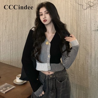 Cccindee เสื้อคาร์ดิแกนแขนยาว คอวี ทรงหลวม เข้ากับทุกการแต่งกาย แฟชั่นสําหรับสตรี 2023