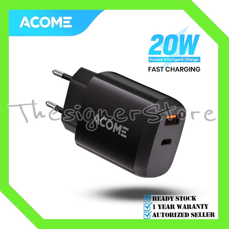 Acome AC10 Dual Port USB A หัวชาร์จ + USB C 20W AiC ชาร์จเร็ว - รับ ...